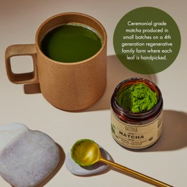Anima Mundi Apothecary Matcha Powder - Japanese Single-Origin & Stone-Ground - Certified Organic, Ceremonial Grade Matcha - Small Batch Produced, Cultivated on Solar Powered Farm (1.5oz)