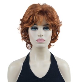 Lydell Short Soft Super Curly Wig Layered Natural Movement Synthetic Women Cosplay Wigs Copper Red