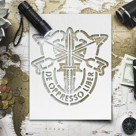 Army Special Forces Crest Military Stencil Template Reusable 8.5 x 11 Inches for Painting on Walls, Wood, Glass, Scarpbooking, Graffity, Arts and Crafts, DIY