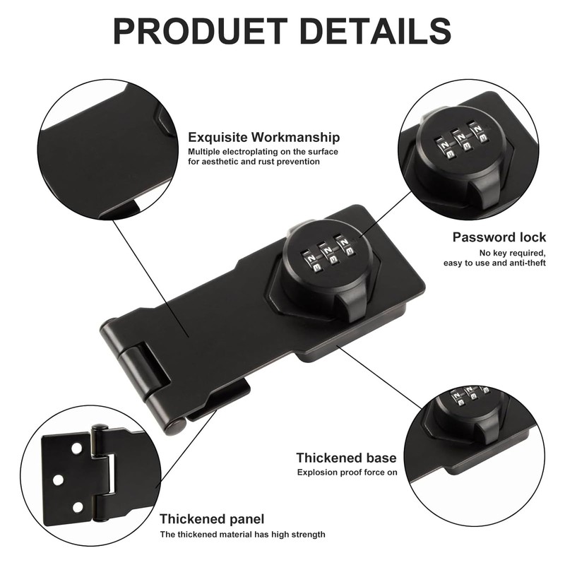 MIYUANGKJ Pack of 2 Hasp Combination Lock 5 Inch Security