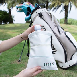 Aliennana Golf Valuables Pouch, Leather Golf Tee Pouch with Drawstring Closure Golf Ball Tee Handbag Portable Golf Accessories (Birdie)