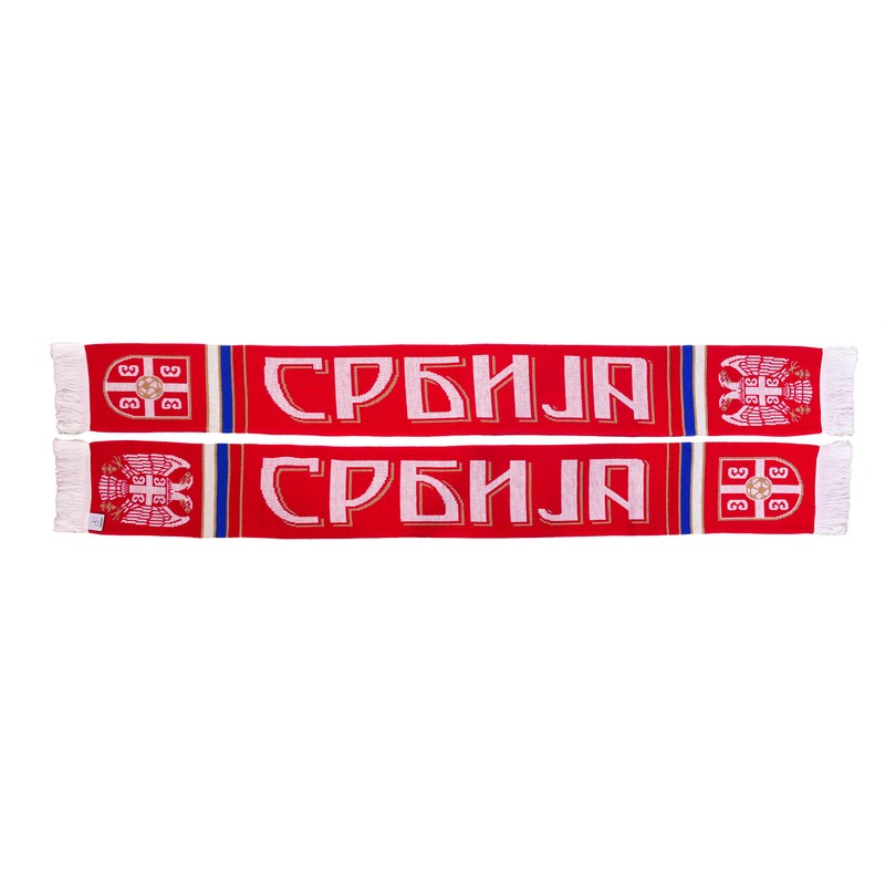 Serbia Soccer Knit Scarf, Red White Blue Gold, One Size