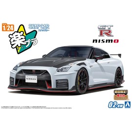 Aoshima Bunka Kyozai 1/24 Raku Plastic Snap Car Series No.02-BW R35 NISSAN GT-R NISMO Special Edition 2022 Brilliant White Pearl Color Coded Plastic Model (Automotive)