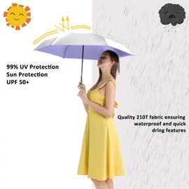 BAODINI Small UV Protection Travel Automatic Umbrella Compact for Rain and Sun UPF 50+ Windproof Portable 42 inch Umbrella for Women and Men