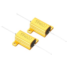 PATIKIL 2 Pieces 5W 40 Ohm Aluminium Case Resistor Housing Wire Resistors Screw Tap Power Resistor Gold Tone