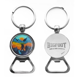 Bigfoot Scene Keychain Bottle Opener Sasquatch 3.25" Pocket Metal Sasquatch Yeti