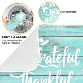 Dish Drying Mat for Kitchen Sunflower Grateful Thankful Bless Counter 18 x 24 inch-Absorbent Microfiber Dish Mat, Reversible Drying Pad Dish Drainer Rack Mats for Countertop Fast Dry