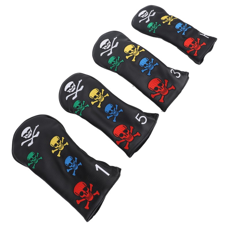 4Pcs Skull Golf Club Head Covers Golf Club Headcovers Colorful