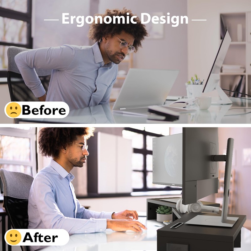 BONTEC Dual Monitor Stand for Desk, Adjustable Length and Angle