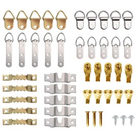 Picture Hooks- Heavy Duty Picture Hangers Photo Frame Hanging Hooks Kit Metal Ring Picture Frame Hangers with Nails Screws Stainless Steel Set Photo Painting Home Office Wall Mounting Hardware,110pcs