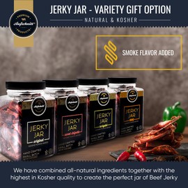 Aufschnitt Meats Beef Jerky Jar - Grass Fed Beef - Kosher, Halal, and Keto Friendly - Gift Idea - 8 oz Jar, Variety