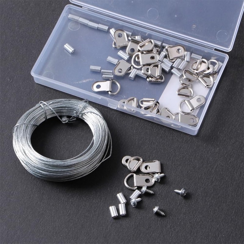 131 Pcs Picture Hanging Kit,100ft Stainless Steel Picture Frame Wire