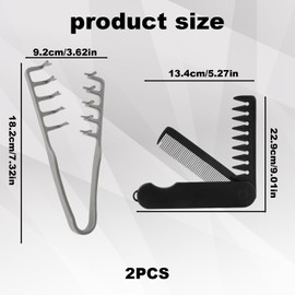 1 Pcs Professional Texture Comb and 1 Pcs Folding Comb, Volumizing Wide-Tooth Hair Tool for Roots Lift, Bangs Grooming Accessory for Women