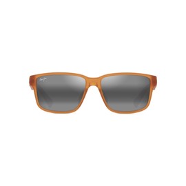 Maui Jim Men's Kuniahi AF Rectangle Sunglasses, Matte Transparent Orange/Neutral Grey Polarized, Extra Large