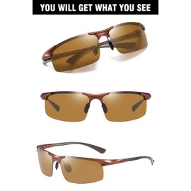 DUCO Men's Sports Polarized Driving Carbon Fiber Sunglasses for Men UV400 Protection DC8277 (Brown Frame Brown Lens)