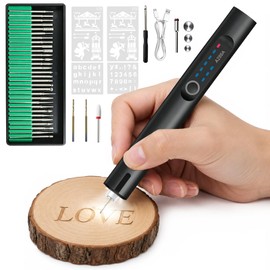 Engraving Pen, Cordless Electric Rotary Engraver with LED Ring Light & 30 Bits, Rechargeable DIY Carving Tool for Metal Wood Glass Ceramic Plastic Stone, Portable Craft Kit for Beginners Artists