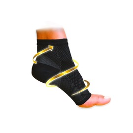 Foot Angel FALW-MC24/6 Anti-Fatigue Compression Foot Sleeve for Plantar Fasciitis Relief, Large/X-Large, Black, L-XL