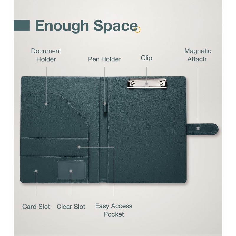 Mymazn A4 Clipboard Folder Conference Folder, Faux Leather Clipboard with