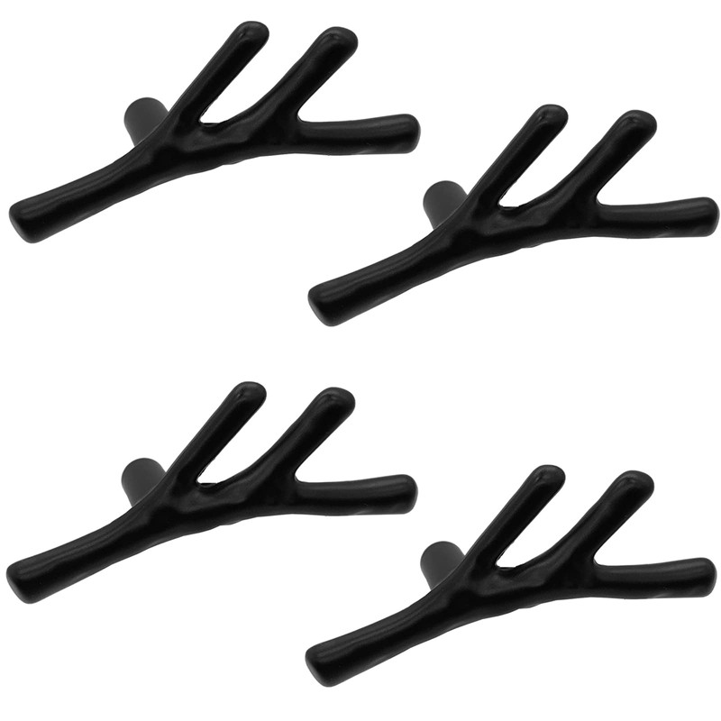 Caylingdee Twig Branch Cabinet Knobs Matte Black Drawer Knobs Dresser