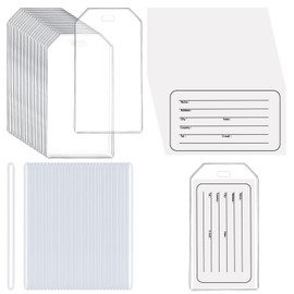 50 Pack Clear Luggage Tag Bag Tag Holder,Identification ID Card Badge Holder with 50 PCS Loop Straps 50 PCS Luggage Tags for Office Business Travel