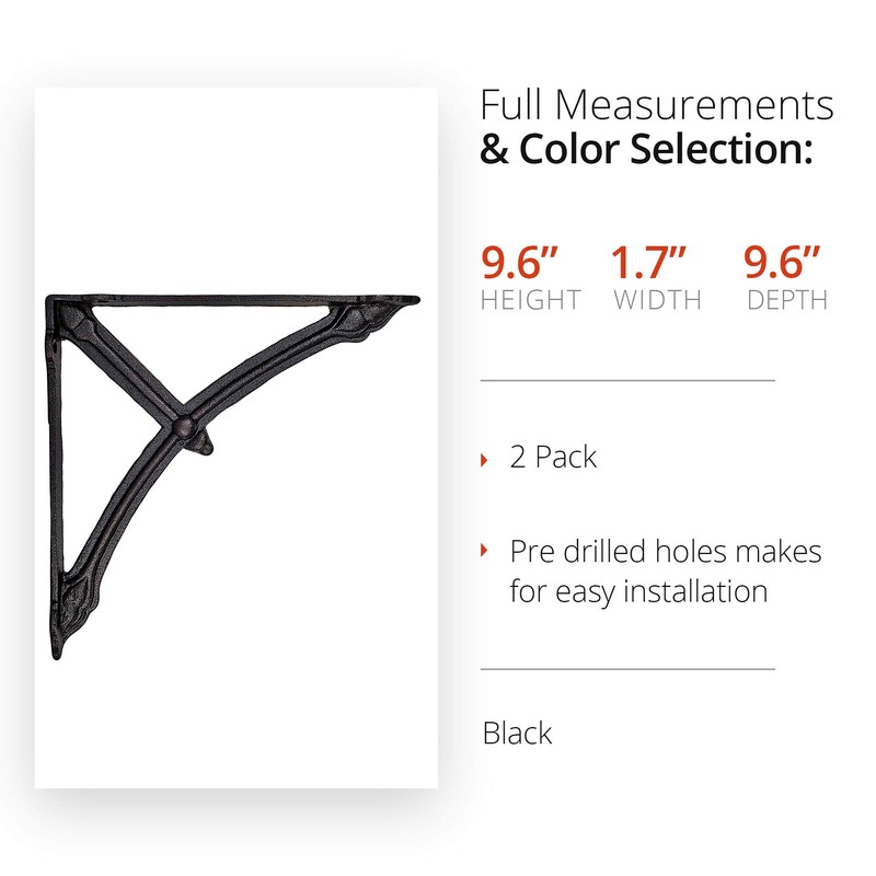 NACH Decorative Shelf Brackets, 2 Pack of 9.1 x 1.5