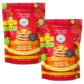 Hidden Foods Homestyle Pancake Mix Thick & Fluffy Pancake Made with Natural Oats, Flaxseed, Fruits & Vegetables | Healthy Blend of 9g Protein & 4g Fiber | Breakfast Meal Just Add Water - 2 Pack