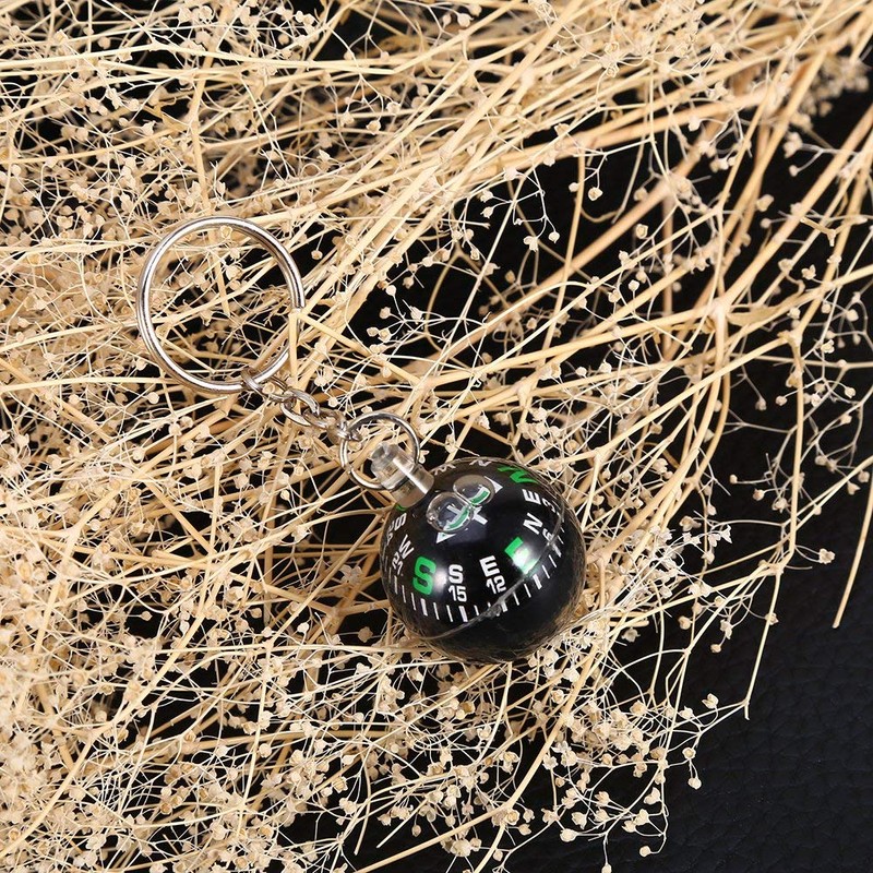 Caiqinlen Ball Keychain Compass, Liquid Filled, 28mm, for Hiking, Travel,
