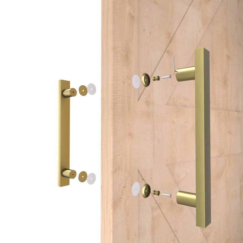 LVYIHAN Titanium Gold Square Barn Door Handles 12"/16"/18"/24"/36"/48"/59'', Pull Push