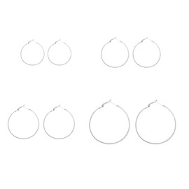 4 Pairs Silver Hoop Earrings for Women, 925 Sterling Silver Hypoallergenic Hoop Earrings Large Silver Hoop Earrings Set For Gift