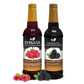 Syruvia Premium Raspberry & Blackberry Syrup - - 25.4 fl oz. Premium Coffee Flavoring Syrup. Kosher, and Gluten-Free. Perfect for Enhancing Drinks, Sodas, Shakes, Desserts, and More.