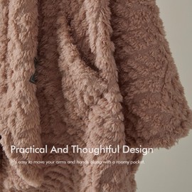 Royoliving Fuzzy Sherpa Wearable Fleece Blanket with Pockets for Adults, Ultra Soft Plush Shawl TV Throw Blankets (Blush, 58'' x 64'')