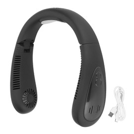 Neck Fan Black 3 Speed Modes USB Charge Hands Free LED Display 5000mAh Low Noise Safe Face Fan for Family Office Travel