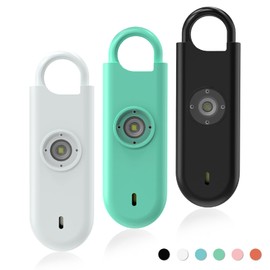 Fauxomor 140dB Personal Safety Alarm for Women, 3 Pack Safe Alarm Protection Keychain with Strobe Light & Low Battery Notice, Security Siren Self Defense for Seniors College Girls, White+Green+Black