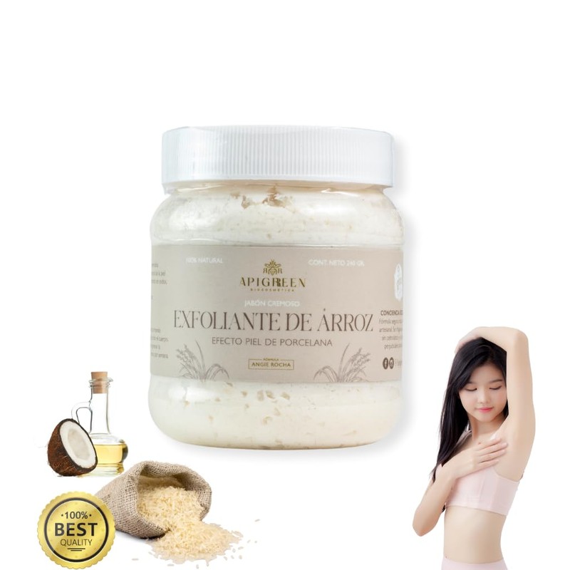 APIGREEN Jabón Exfoliante Natural de Arroz - Limpieza Profunda y