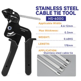 WEKESIGO Stainless Steel Cable Tie Gun Wrap Tool Metal Zip Tie Tightener Tensioning & Cutting Functional Cable Tie Gun