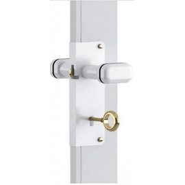 Folding Door Lock with Knob Aluminium White