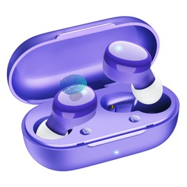 Temdan drahtlose In-Ear-Kopfhörer, Bluetooth 5.3 mit integrierten Mikrofonen, Tiefe Bässe, klare Anrufe, ultraleichte Kopfhörer, bis zu 10 Stunden Spielzeit für Studium, Training, Violett