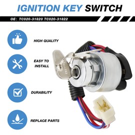 Ignition Key Switch, Replacement for Kubota Tractor L2501 L2600 L2800 L3000 L3200 L3400 L3700 L3800 L4300 L4400 MX4700 MX5000 MX5100, TC020-31820 TC020-31822