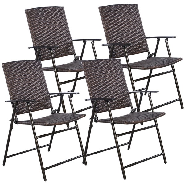 Tangkula 4 PCS Folding Patio Chair Set Outdoor Pool Lawn
