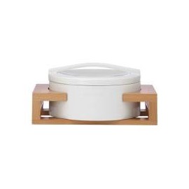 Dansk Framework Covered porcelain serving dish with wood stand