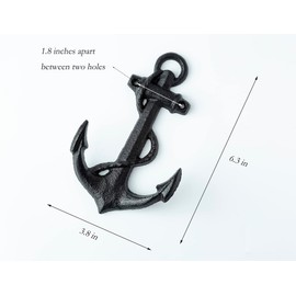 SMKOLIN 3 Pcs Cast Iron Anchor Hooks 6 1/3'' Decorative Wall Hooks Vintage Coat Towel Hat Hooks Antique Black