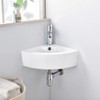 VASOYO Small Corner Bathroom Sink Wall Mount White Triangle Porcelain