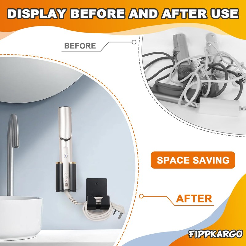Fippkargo Wall Mount Holder Compatible with Dyson Airwrap/Airstrait Styler, Hair