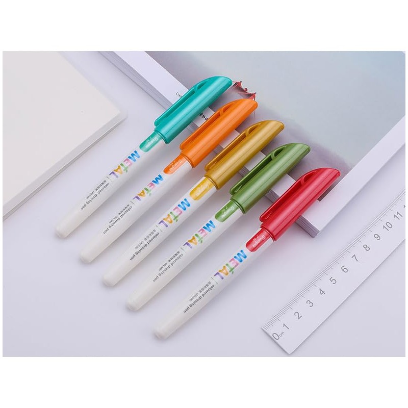 Guangna 12-pack Metal marker pen, 2mm medium nib, water-based ink,