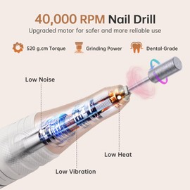 CHRISTINE SHELLY Electric Nail Drill,40000RPM Cordless Nail File Rechargeable with 12 Drill Bits for Acrylic Nails Gel Polishing,E File Nail Kit Machine for Manicure Salon Home AB Diamond