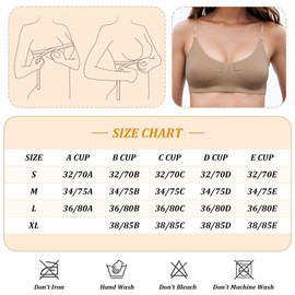 Runmeihe Nude Bra with Clear Straps & Back, Seamless Dance Bra, Backless Dance and Sports Bra for Women and Girls- (UK, Alpha, XL, Regular, Regular, Skin)