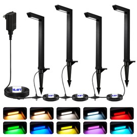 ZestPatio Plug in Outdoor RGB Landscape Pathway Lights Kit with Timer