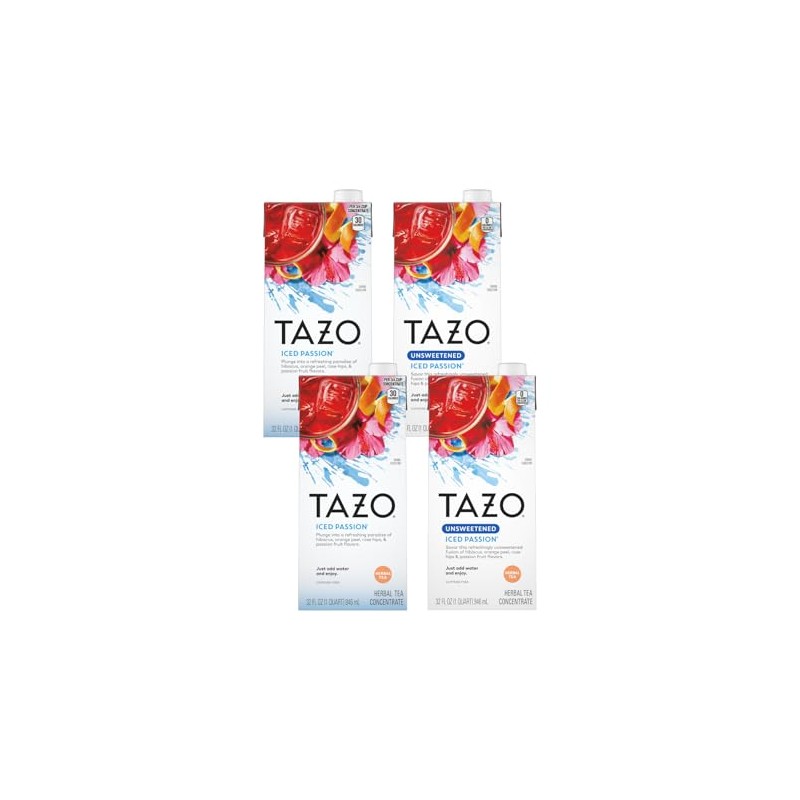TAZO Tea Concentrate, (Iced Passion Herbal Tea, Unsweetened Iced Passion)