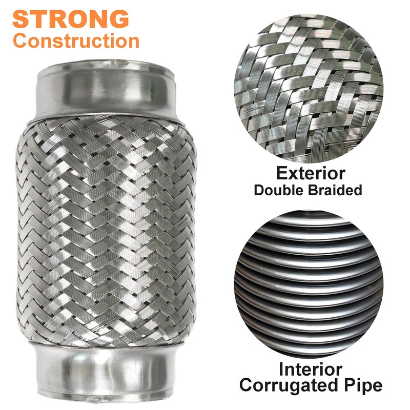 Simnliras 2.25 inch Exhaust Flex Pipe, 2.25" x 3.3"w, Stainless