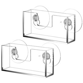 Cinnvoice 2 Pcs Window Mount Business Card Holder with Suction Cups Clear Card Holder Acrylic Single Pocket Organizer Display for Home Office (Elegant)